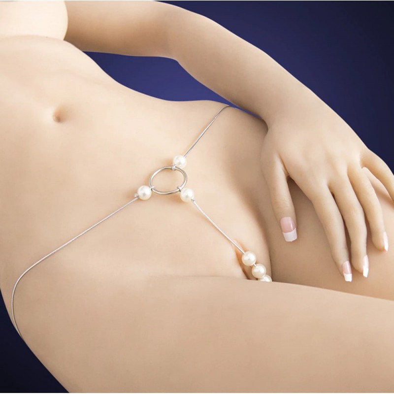 Трусики на цепочке с бусинами silver