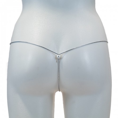 Трусики на цепочке с бусинами silver