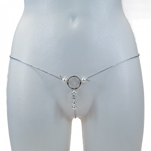 Трусики на цепочке с бусинами silver