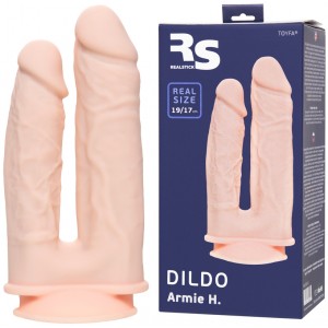 Фаллоимитатор для двойного проникновения RealStick Silicone Armie H, сайлекспан, телесный, 19 см