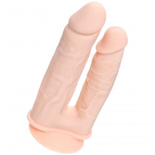 Фаллоимитатор для двойного проникновения RealStick Silicone Armie H, сайлекспан, телесный, 19 см