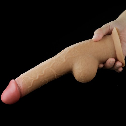 Реалистичный фаллос с высоко посаженной мошонкой Lovetoy Silicone Cock 25 см