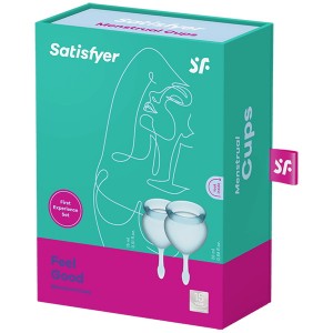 Набор менструальных чаш Satisfyer Feel Good, голубой (иной угол)