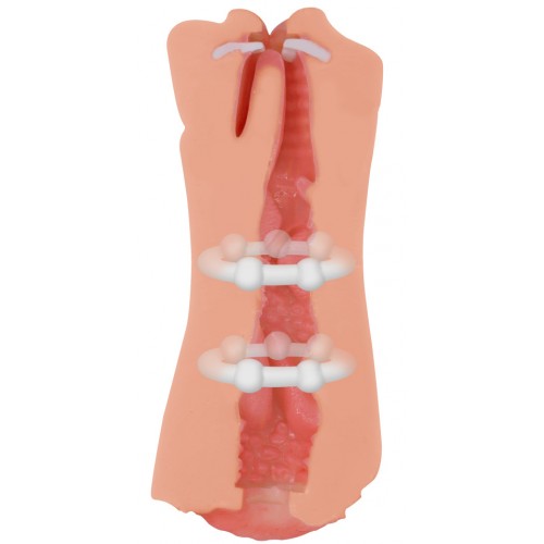 Двойной мастурбатор ротик с зубами и вагина со стимулирующими кольцами Satisfaction Goddess of Love