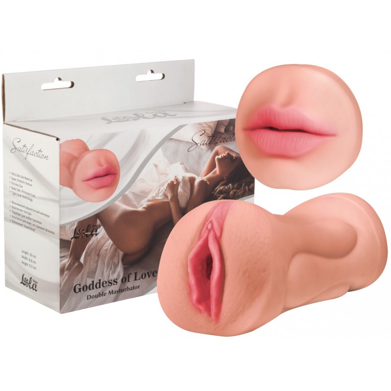 Двойной мастурбатор ротик с зубами и вагина со стимулирующими кольцами Satisfaction Goddess of Love