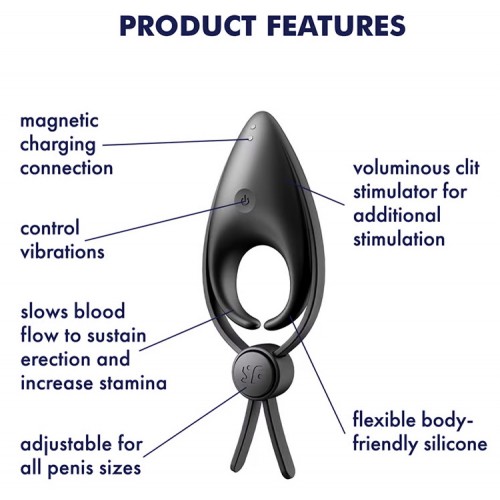 Эрекционное кольцо-лассо с вибрацией Satisfyer Sniper черное