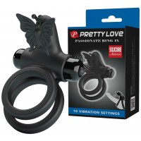 Эрекционное виброкольцо Pretty Love Passionate Ring с петлей на мошонку черное