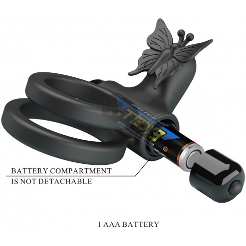 Эрекционное виброкольцо Pretty Love Passionate Ring с петлей на мошонку черное