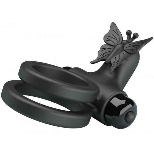 Эрекционное виброкольцо Pretty Love Passionate Ring с петлей на мошонку черное