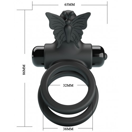 Эрекционное виброкольцо Pretty Love Passionate Ring с петлей на мошонку черное