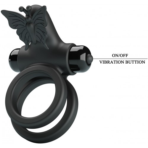 Эрекционное виброкольцо Pretty Love Passionate Ring с петлей на мошонку черное