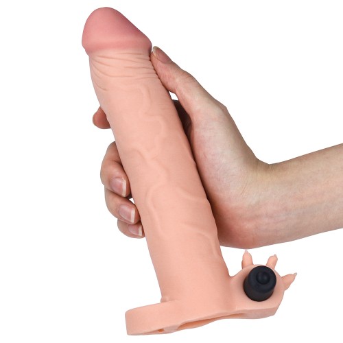 Насадка на пенис с вибрацией X-Tender Penis Sleeve телесная + 5 см к длине