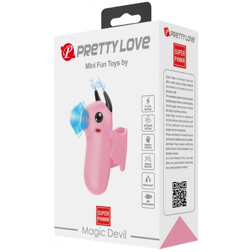 Насадка на палец Pretty Love Magic Devil с электро и вакуумно-волновой стимуляцией