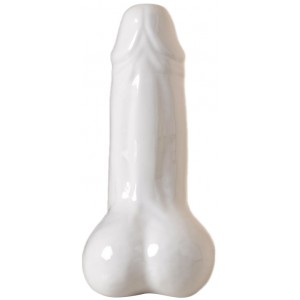 Глянцевая керамическая настольная ваза Достоинство белая 21 см (иной угол)