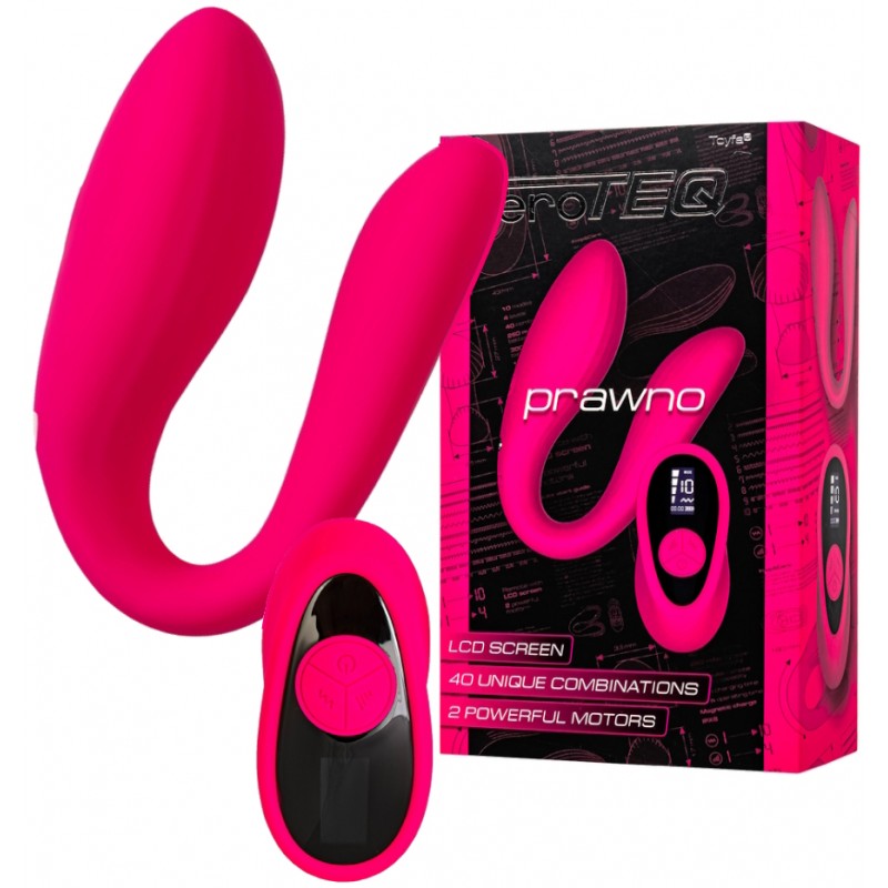 Вибратор для пар eroTeq Prawno с пультом ДУ, силикон, розовый, 18 см