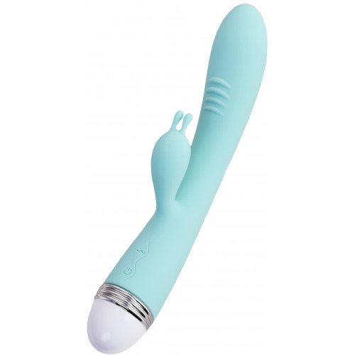 Вибратор с клиторальным стимулятором Flovetta by Toyfa Iris, силикон, мятный, 22 см