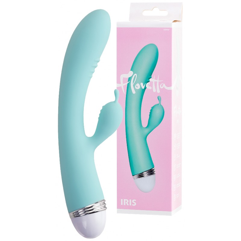 Вибратор с клиторальным стимулятором Flovetta by Toyfa Iris, силикон, мятный, 22 см