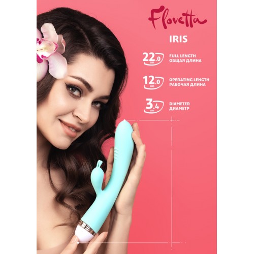 Вибратор с клиторальным стимулятором Flovetta by Toyfa Iris, силикон, мятный, 22 см