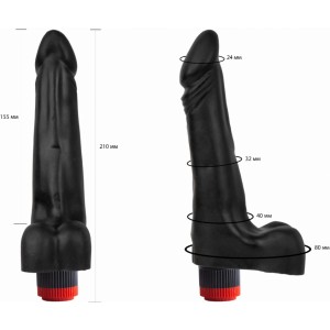 Реалистичный гелевый вибратор с мошонкой черный 18 см (иной угол)