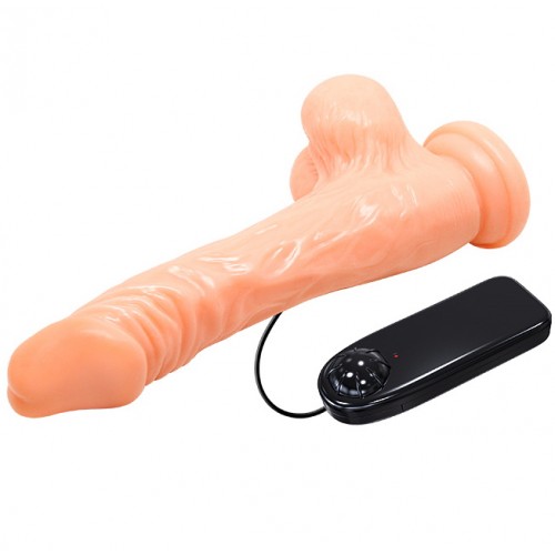 Реалистичный рельефный вибратор с мошонкой