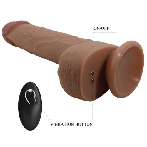 Реалистичный вибратор-ротатор с функцией поступательных движений и пультом дистанционного управления Tommy