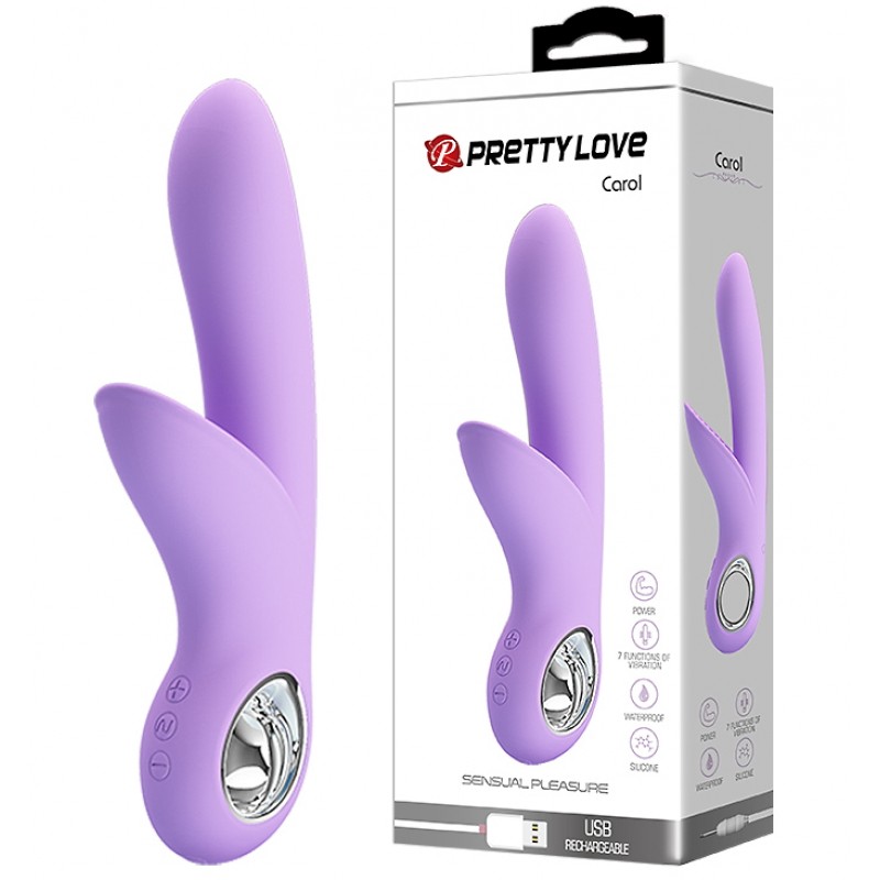 Перезаряжаемый вибратор Pretty Love Carol сиреневый с клиторальной стимуляцией