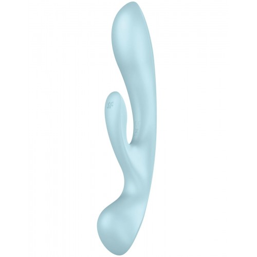 Двусторонний вибратор с клиторальным стимулятором Satisfyer Triple Oh Blue