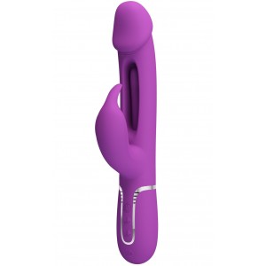 Перезаряжаемый вибратор с клиторальным стимулятором и стимулирующим язычком для зоны G Pretty Love Kampas (иной угол)