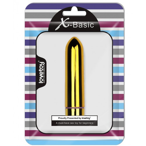 Золотистая вибропулька с 10 режимами вибрации X-Basic Lovetoy
