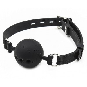 Кляп-шар из медицинского силикона черного цвета (иной угол)