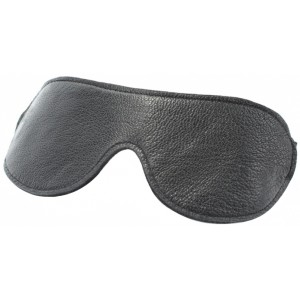 Черная маска на глаза из натуральной кожи (иной угол)