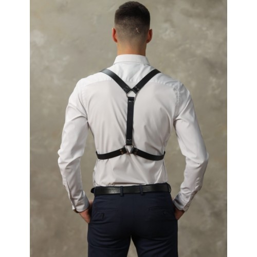 Кожаная двусторонняя БДСМ сбруя для мужчин