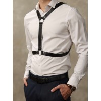 Кожаная двусторонняя БДСМ сбруя для мужчин