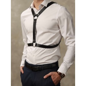 Кожаная двусторонняя БДСМ сбруя для мужчин