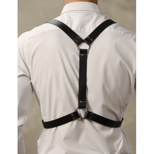 Кожаная двусторонняя БДСМ сбруя для мужчин