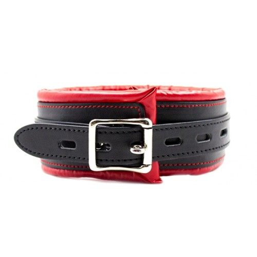 Ошейник узкий с поводком красно-черный