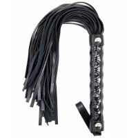 Черная плеть с дизайнерской лакированной ручкой