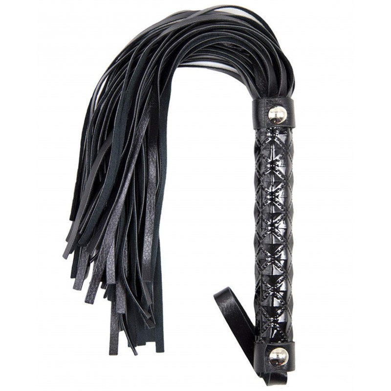 Черная плеть с дизайнерской лакированной ручкой