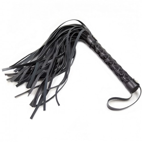 Черная плеть с дизайнерской лакированной ручкой