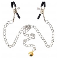 Зажимы для сосков с цепочкой и желтым бубенчиком