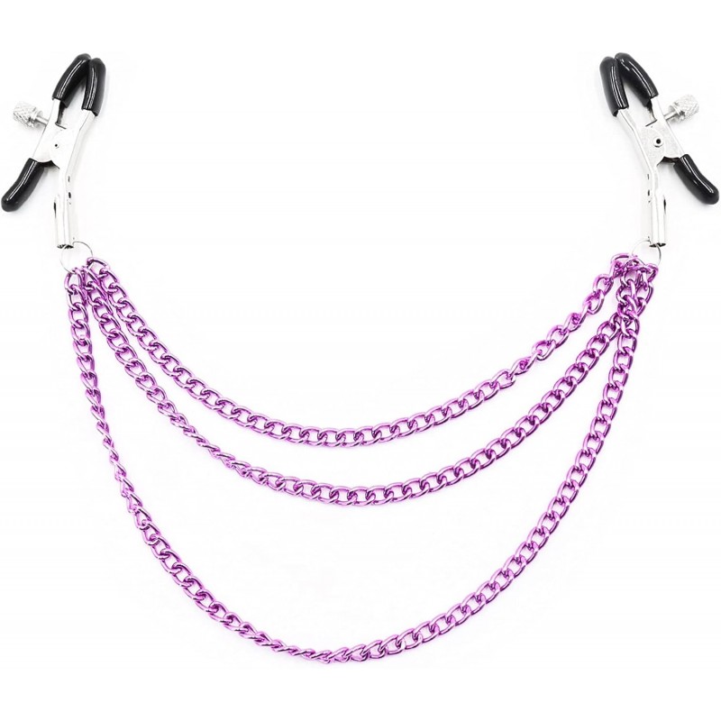 Зажимы для сосков с тройной фиолетовой цепочкой