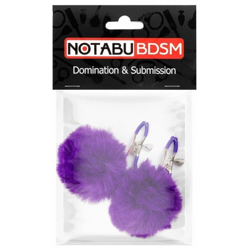 Зажимы на соски с фиолетовыми помпонами Notabu