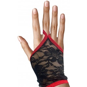 Изящные черно-красные митенки из кружева OS