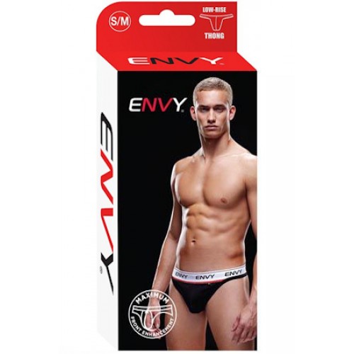 Мужские трусы-тонги на широкой резинке Envy черные S/M