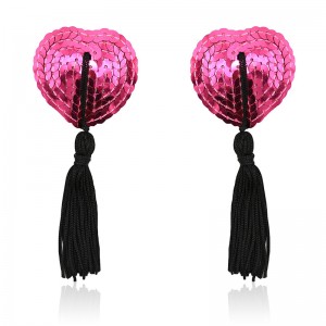 Темно-розовые пэстисы для груди с пайетками (иной угол)