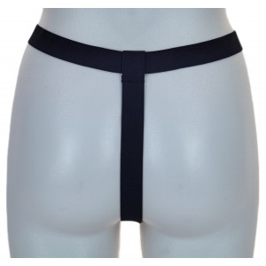 Черные лакированные стринги с доступом (иной угол)