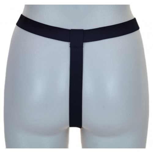 Черные лакированные стринги с доступом