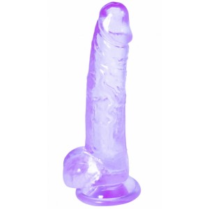 Прозрачный фаллос с мошонкой Intergalactic Rocket Purple (иной угол)