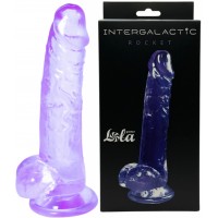 Прозрачный фаллос с мошонкой Intergalactic Rocket Purple