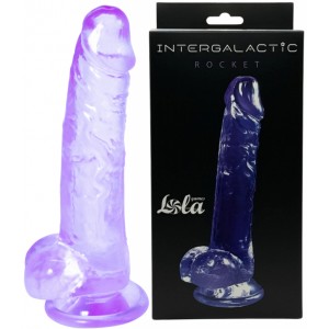Прозрачный фаллос с мошонкой Intergalactic Rocket Purple